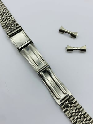 Image of rado stainless steel gents watch strap,band,bracelet new.1980's.curved lugs.19mm
