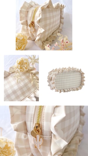 Image of  PRE ORDER * Late Jan * est arrival NUDE Gingham Personalised Kids Accessories / Travel Bag 