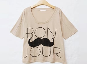 Image of Bon Jour Moustache Cropped Shirt