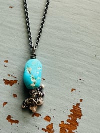 Image 1 of Sleeping Beauty turquoise pendant with gemstone fringe