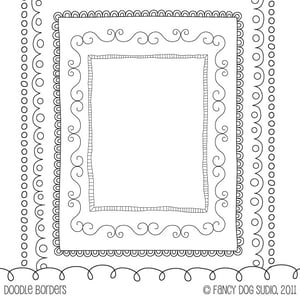 Image of Worksheet Size Doodled Black Border Frames