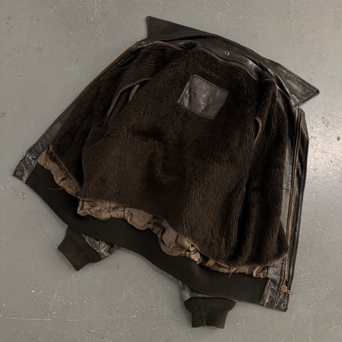 Image of Vintage American leather flying jacket, size large 