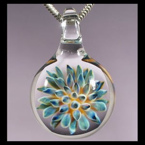 Image of Glass Sea Anemone Lampwork Pendant Blue Necklace Handmade Glass Jewelry by Glass Peace (2281)