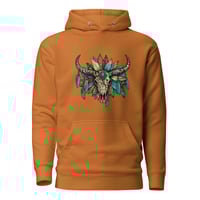 Image 6 of Unisex Hoodie, Turquoise and Brown Skull Hoodie, Western