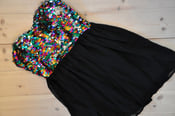 Image of Fashionable colorful sequined cocktail dress