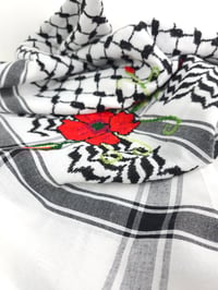 Image 2 of  Original @hirbawi keffiyeh with hand stitched Palestine Poppy embroidery