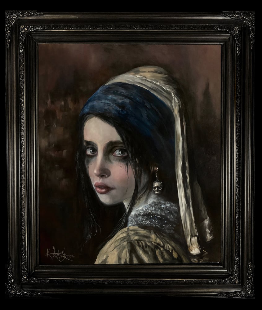 Image of "Girl with a skull earring" Original painting 