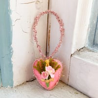 Image 1 of Pink Valentine Heart with Vintage Florals I