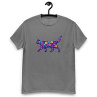 Image 11 of Unisex classic tee, Blue Floral Cat T-Shirt | Colorful Artistic Cat Graphic Tee