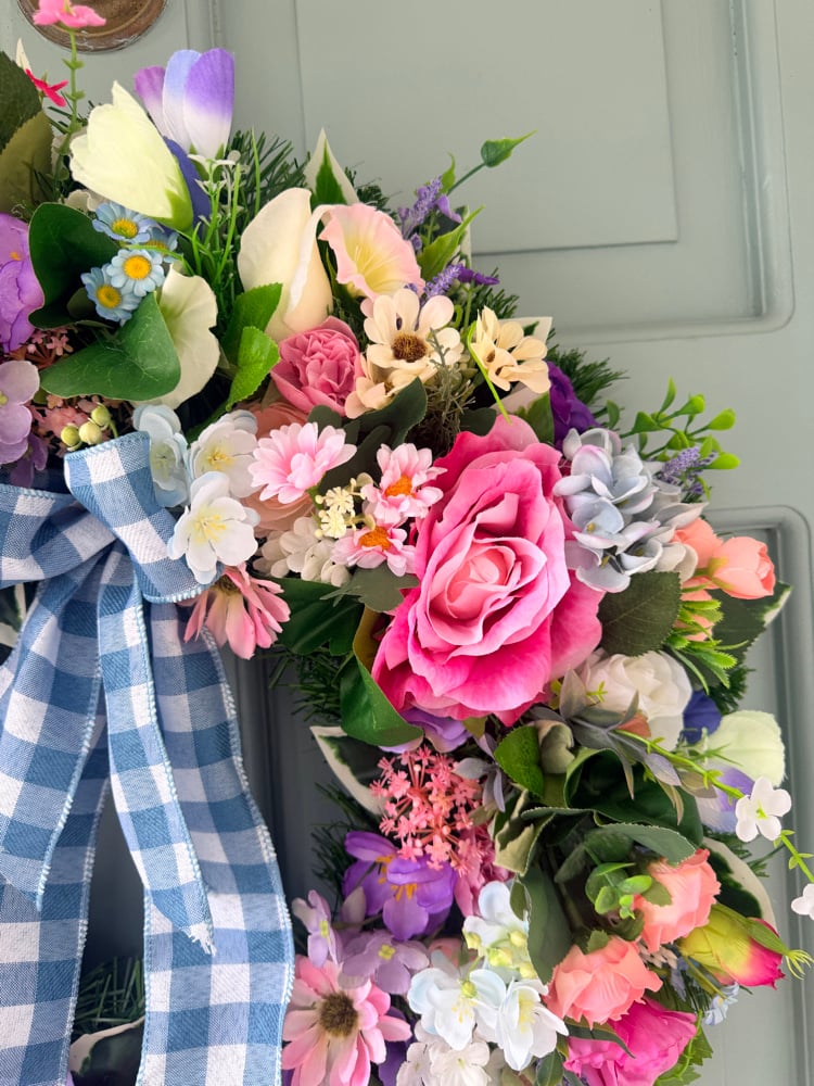 Image of 55cm Wreath with Blue Bow 