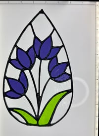 Image 2 of Purple Flower Stained Glass Panel