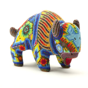 Image of Fabulous Huichol Indian Beaded Bison -SOLD