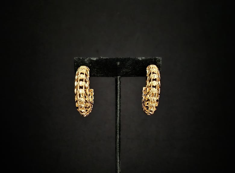 Image of Gold Designed Pierced Earrings 