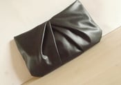 Image of Vegan Leather Clutch Black Pleated Zippered 