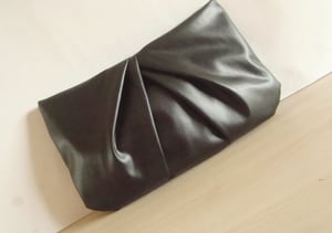 Image of Vegan Leather Clutch Black Pleated Zippered