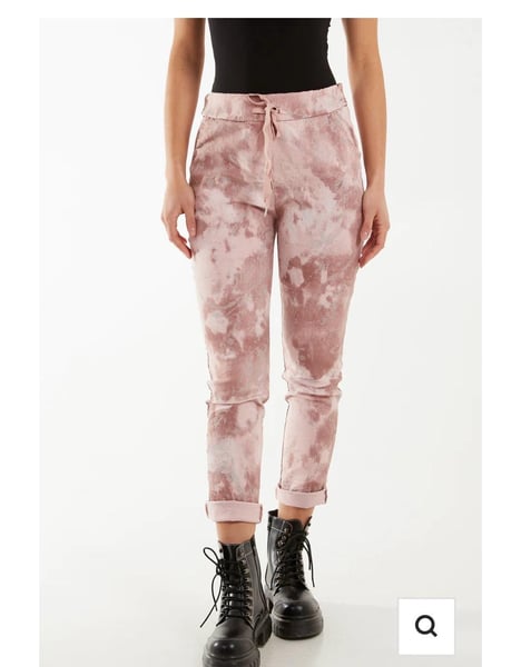 Image of GLITTER TIE DYE MAGIC STRING CRUSHED TROUSERS
