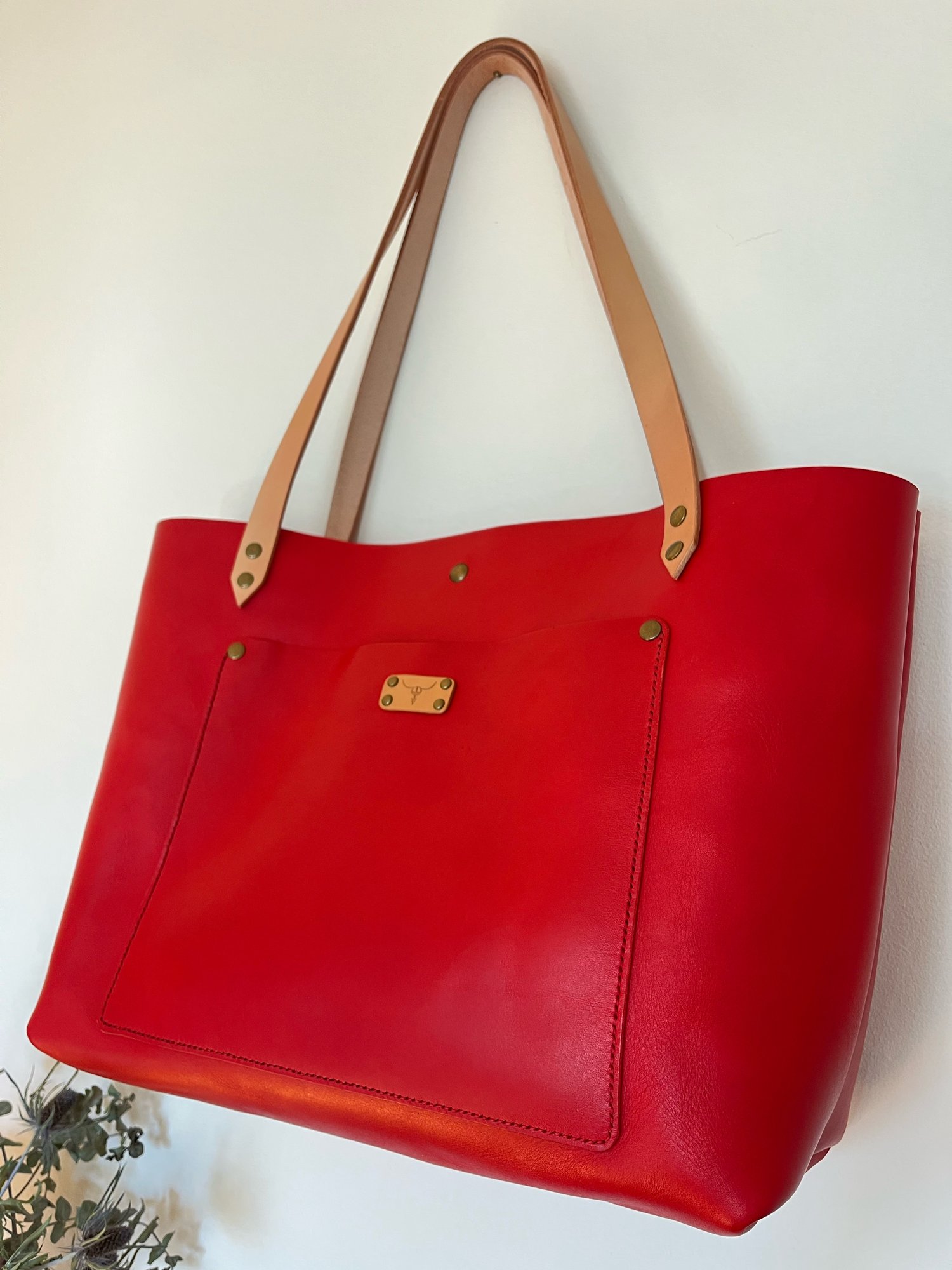 Image of Candy Apple Red Italian Vachetta Carry-all Tote