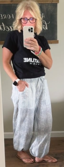 Image of Striped Big Pocket Waist Band StraightFit Pants