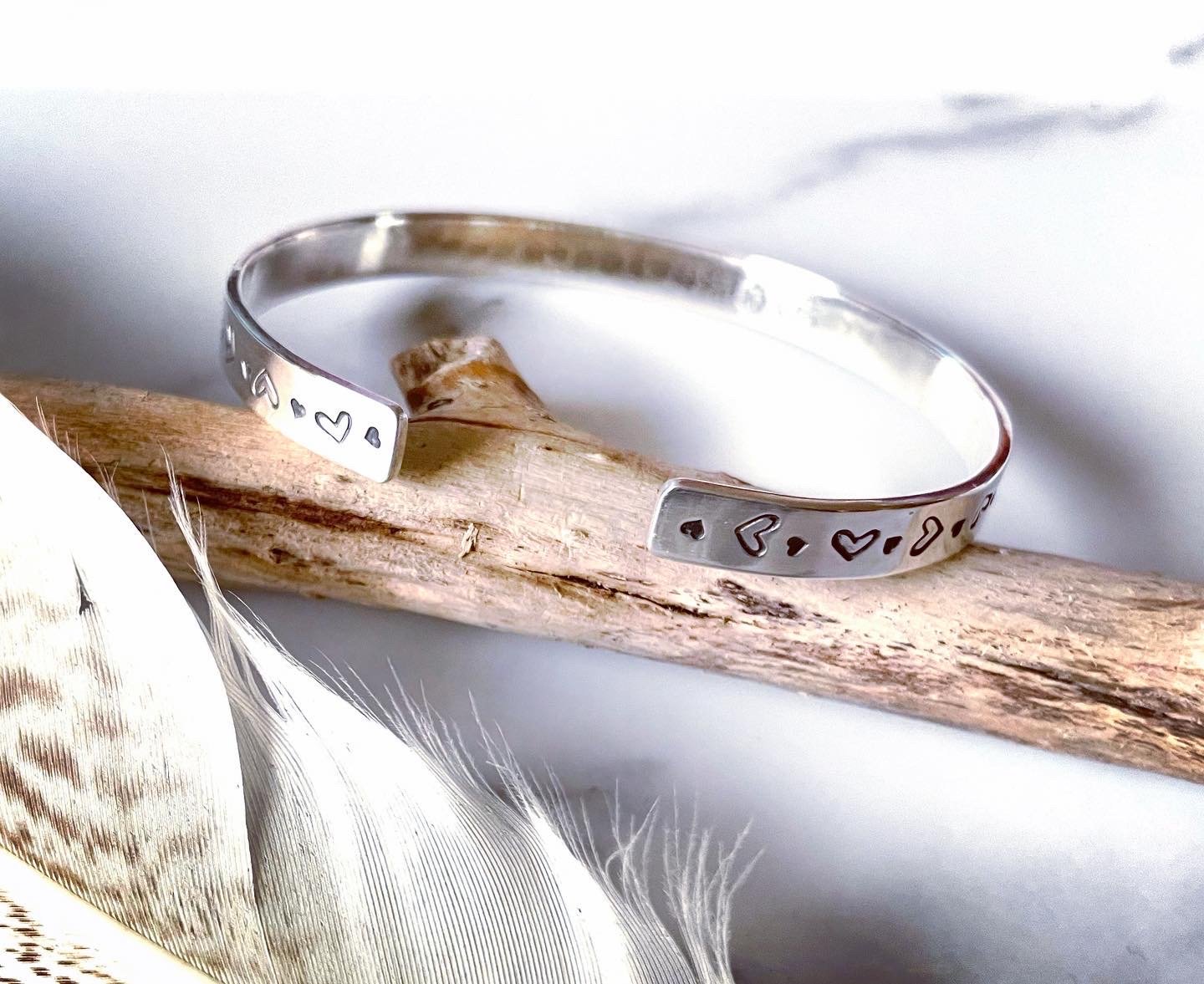 Image of Handmade Daughter Mother Best Friend Silver Cuff Bracelet 925