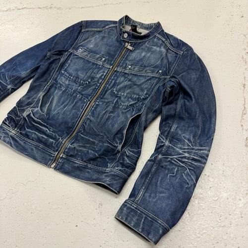 Image of 2000s Diesel Distressed Denim Biker Jacket, Size Medium