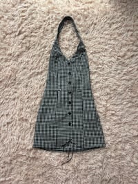 Image 1 of Black and White Gingham Haltered Dress.