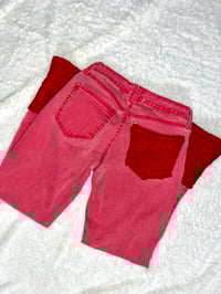 Image 1 of Fur Pink Distressed Jeans