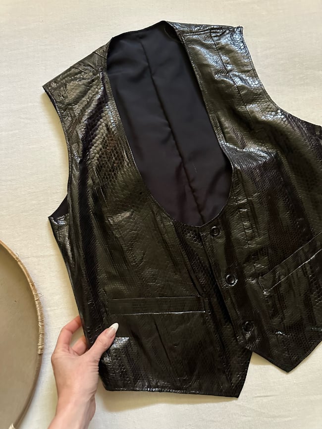 early 70s genuine SNAKESKIN vest black waistcoat 