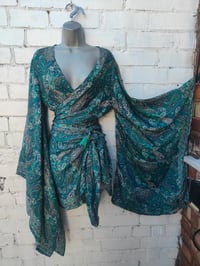 Image 1 of Pefkos co ord sarong set Turquoise tassels 