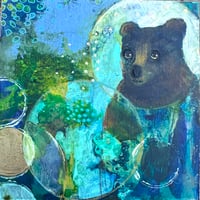 Image 1 of Acrylic Oil and Graphite painting on Wood “Welcome to Bear Country” by Sheila Cameron copy copy