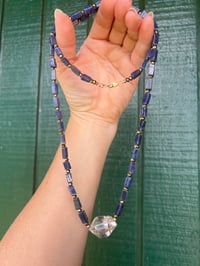Image 1 of  *new* XLong BLUE AVENTURINE + CLEAR HERKIMER necklace