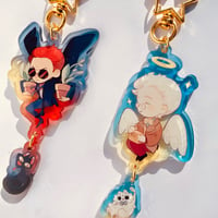 Image 2 of Good Omens: Crowley & Aziraphale couple linked keychain