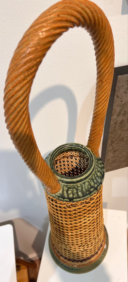Image of Woven Tall Basket with Ceramic- Stephen Kostyshyn