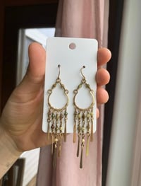 Remakable Brass Green Garnet Chandelier Earrings