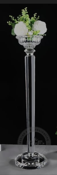 Image 1 of 28″ Tall Crystal Glass Wedding Candelabra Flower Rack Plymouth Pedestals Centerpiece Stand 