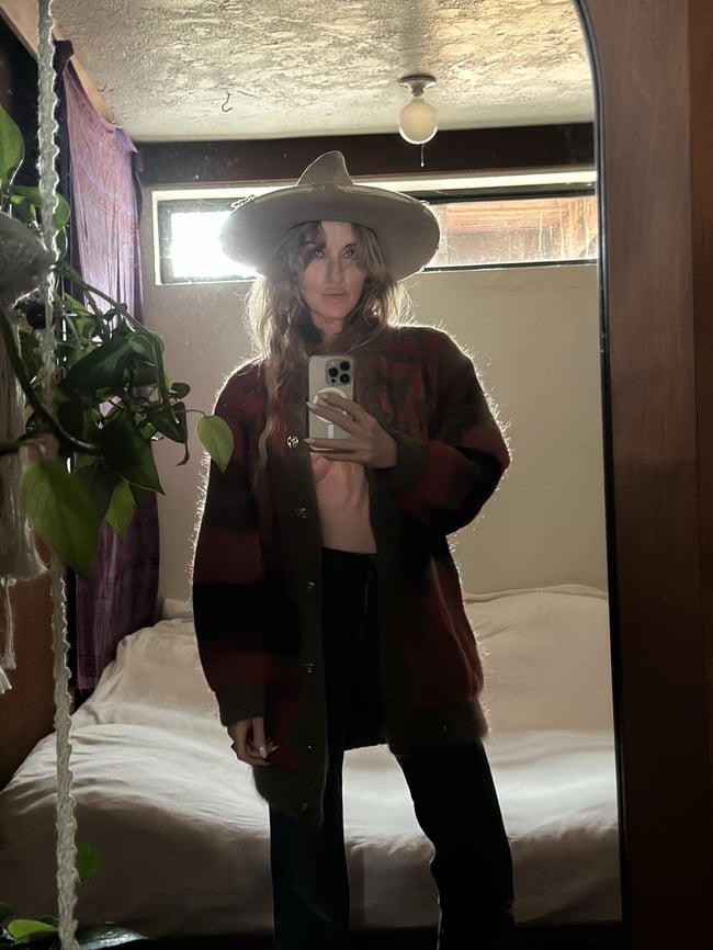 70s mohair art sweater with quilted lining 