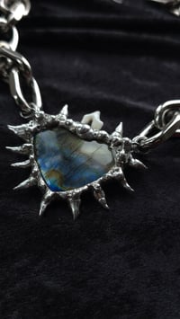 Image 6 of labradorite crystal heart with fox tooth