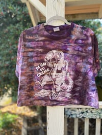 Image 1 of LARGE  CROP TOP Godzilla Be Gay Do Crime Tie Dye Shirt C19