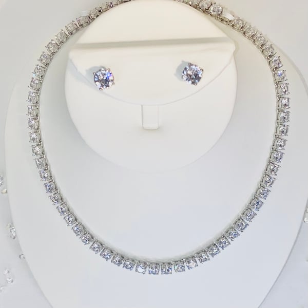 Image of Hold me Down Cz Necklace and Earrings