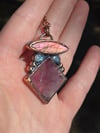 Electroformed Rainbow Flourite, Labradorite and Moonstone necklace