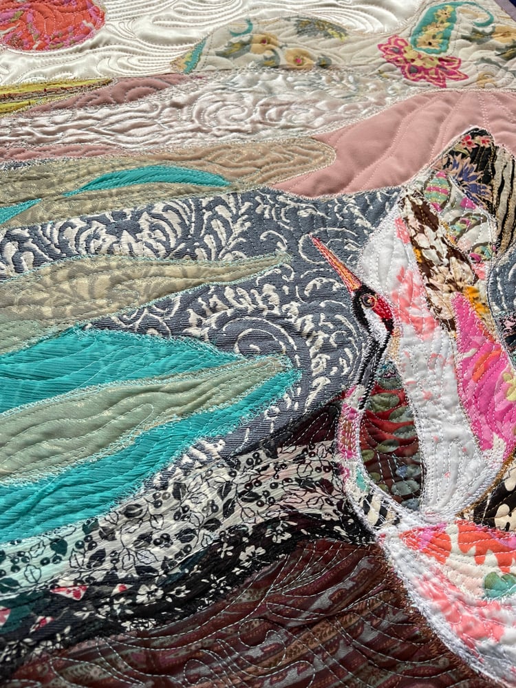'Awakening' - art quilt painting, 84x46cm Image 5