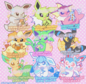 Image of eeveelution drinks holo charms