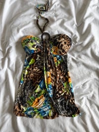 Image 1 of Vintage Y2K Italian animal and floral halterneck with o ring detail 