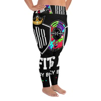 Image 3 of BOSSFITTED Black and Colorful All-Over Print Plus Size Leggings