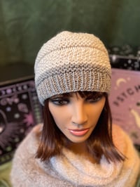 Image 1 of "Shades of Cozy" Hand-Knit Textured Beanie 