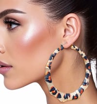 Image 3 of  Leopard Gold Bamboo Earrings