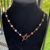 unakite & mother of pearl wire wrapped necklace