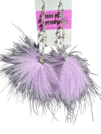 Lavender caribou fur Pompom earrings 