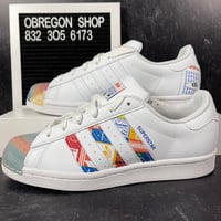 Image 1 of ADIDAS SUPERSTAR MULTI LOGO WOMENS SHOES SIZE 7.5 WHITE NEW