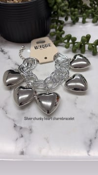 Image 1 of Silver chunky heart charmbracelet
