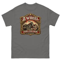 Image 7 of  Two Wheels Saloon Unisex T-Shirt | Biker Bar Graphic Tee | Motorcycle Rider Western Shirt